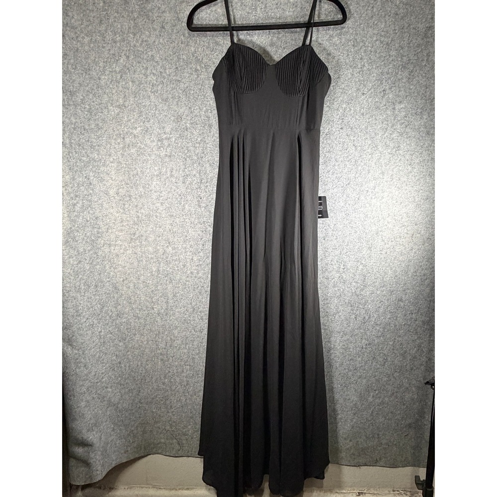 Lulus Dress Women Small Cause for Commotion Black Pleated Bustier Maxi no-slip - Picture 2 of 10